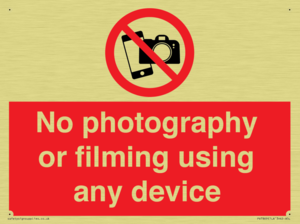 No photography or filming using any device